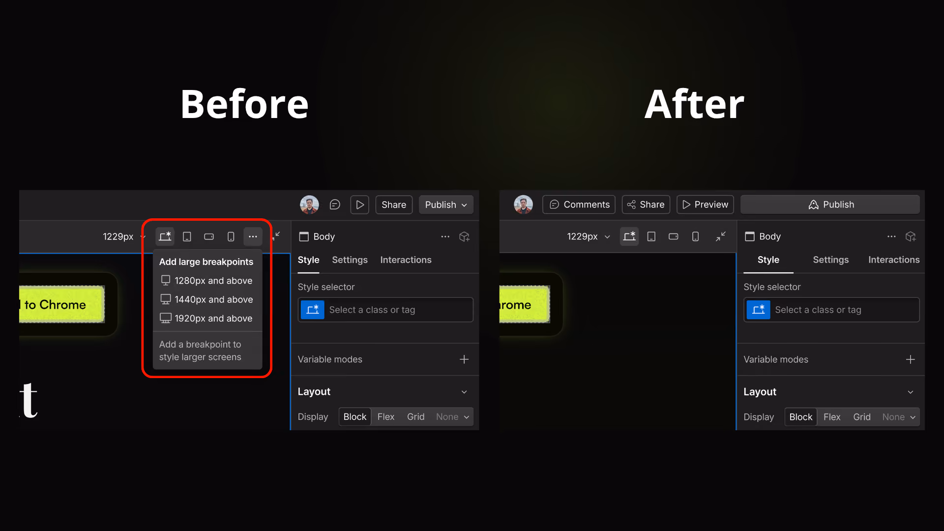 Hide Larger breakpoints