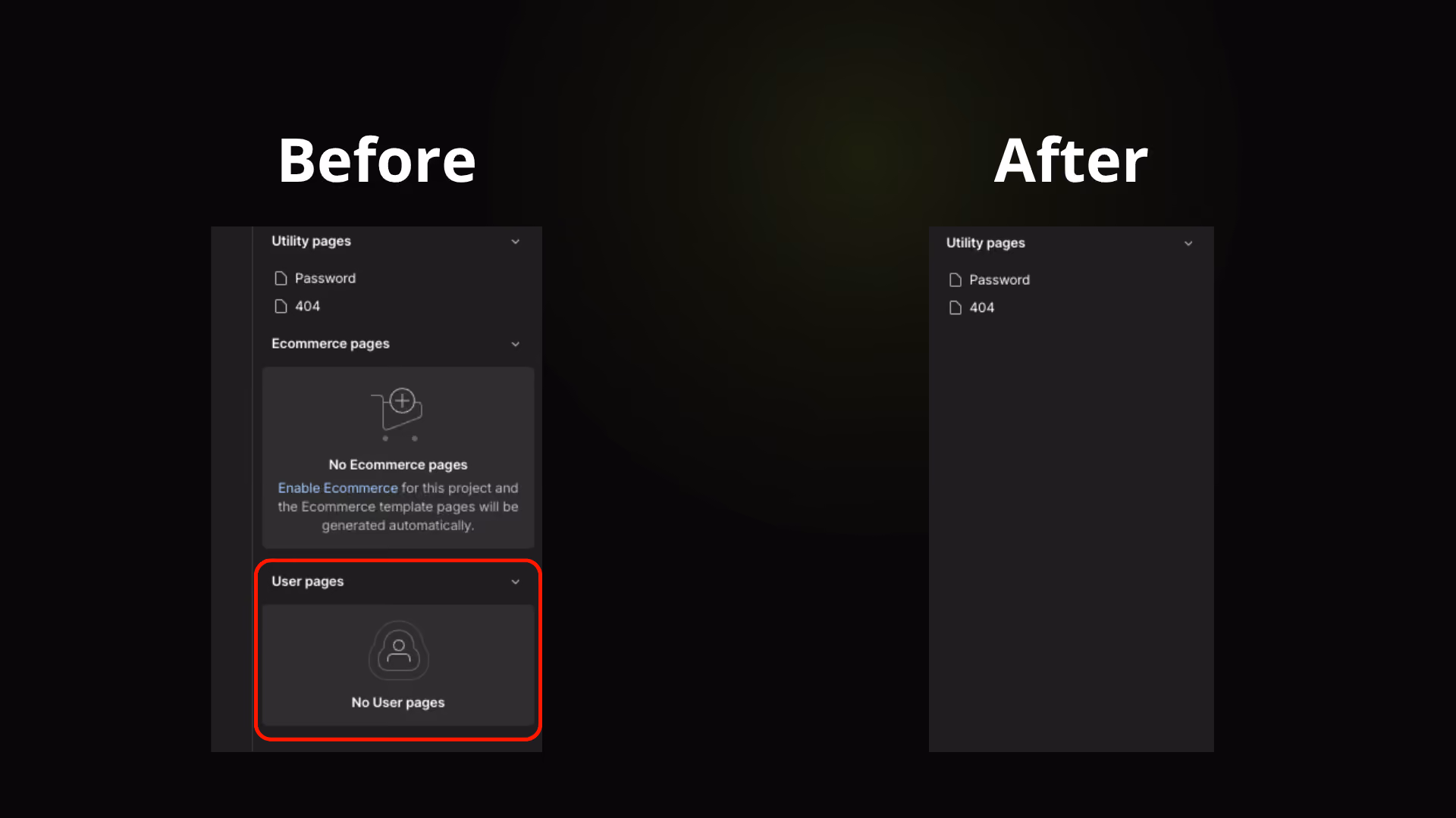 Hide User pages