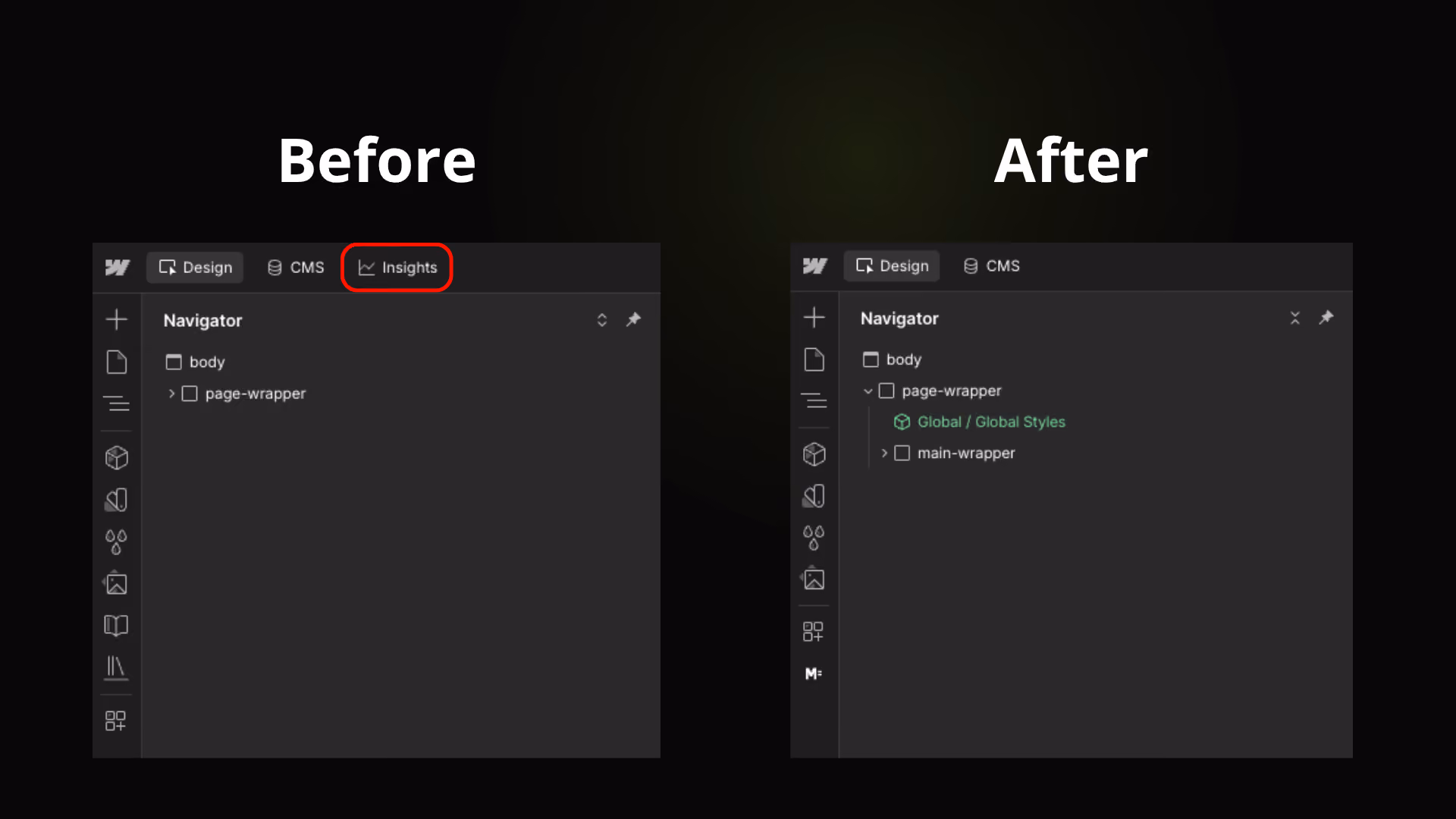 Hide Insights button